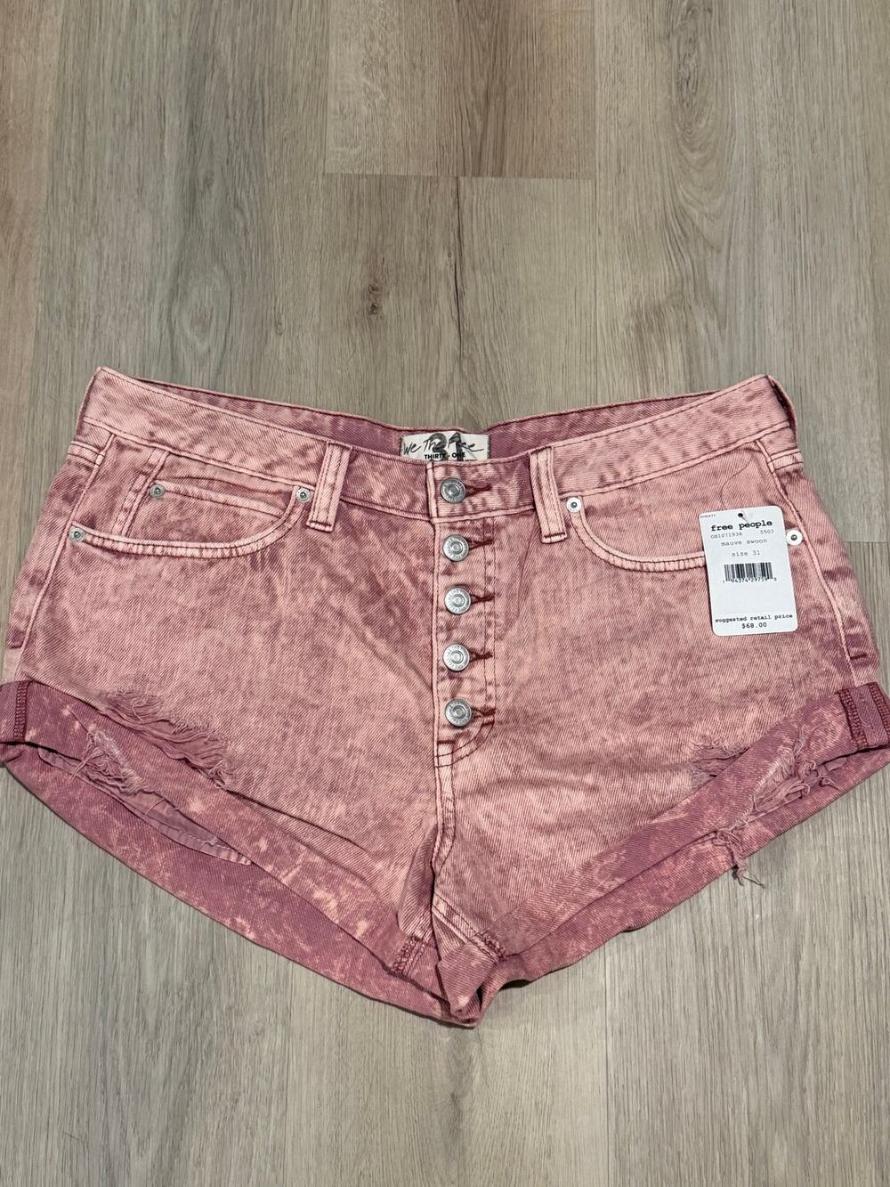 Free People We The Free Thirty-One Denim Shorts 31 Mauve Swoon Distressed NWT
